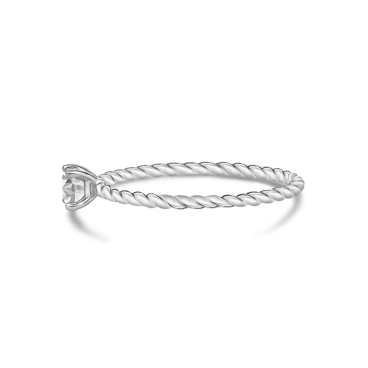 Vrouwen Ring - Minimal Twisted Band Stackable Solitaire Ring