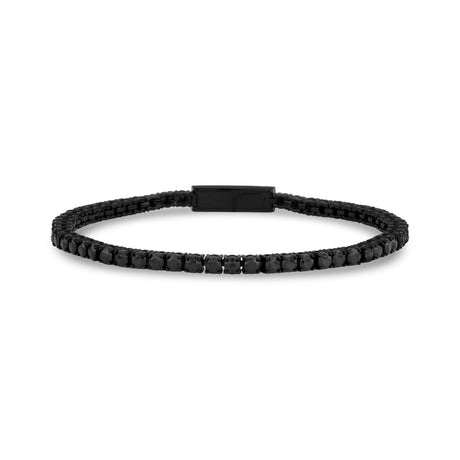 Zwarte Stenen Tennisarmband | 3mm - Stalen Armbanden Heren - De Staalwinkel
