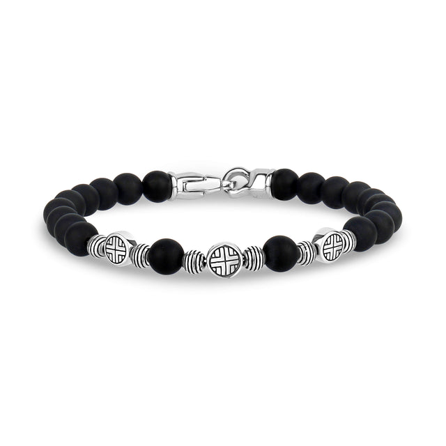 Midnight Shield Bead Bracelet | 4MM - Mens Steel Bead Bracelets - The Steel Shop