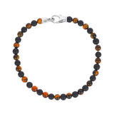 4mm Steel Clasp Black Brown Bead Bracelet - Mens Steel Bead Bracelets - The Steel Shop