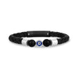 Black Leather Evil Eye Bracelet - Mens Steel Leather Bracelets - The Steel Shop