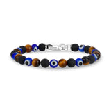 Multi-Stone Evil Eye Bracelet | 6MM - Mens Steel Bead Bracelets - The Steel Shop