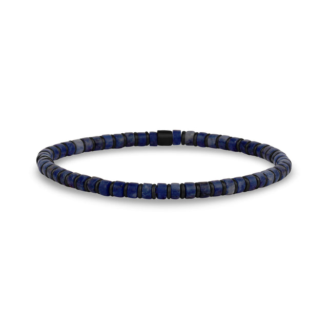 Blauwe en hematiet kralenarmband - Heren Stalen Kralen Armbanden - The Steel Shop