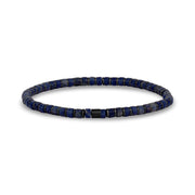 Blauwe en hematiet kralenarmband - Heren Stalen Kralen Armbanden - The Steel Shop