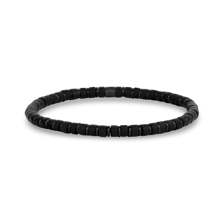 Zwarte en hematiet kralenarmband - Heren Stalen Kralen Armbanden - The Steel Shop