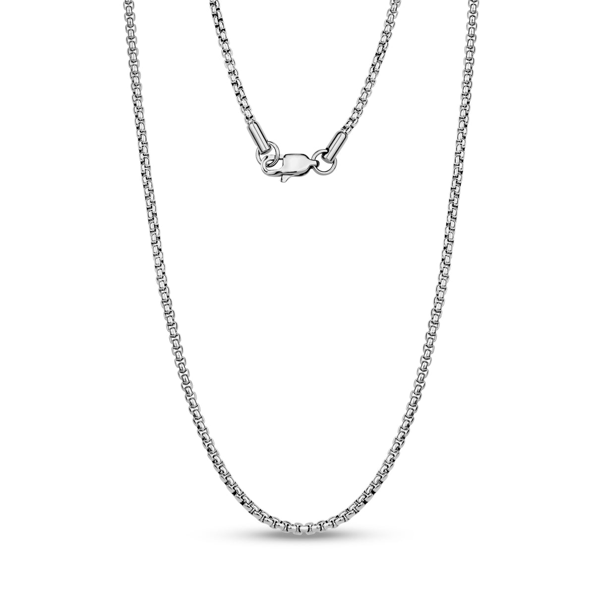 2.5mm Round Box Link Chain - Unisex Necklaces - The Steel Shop