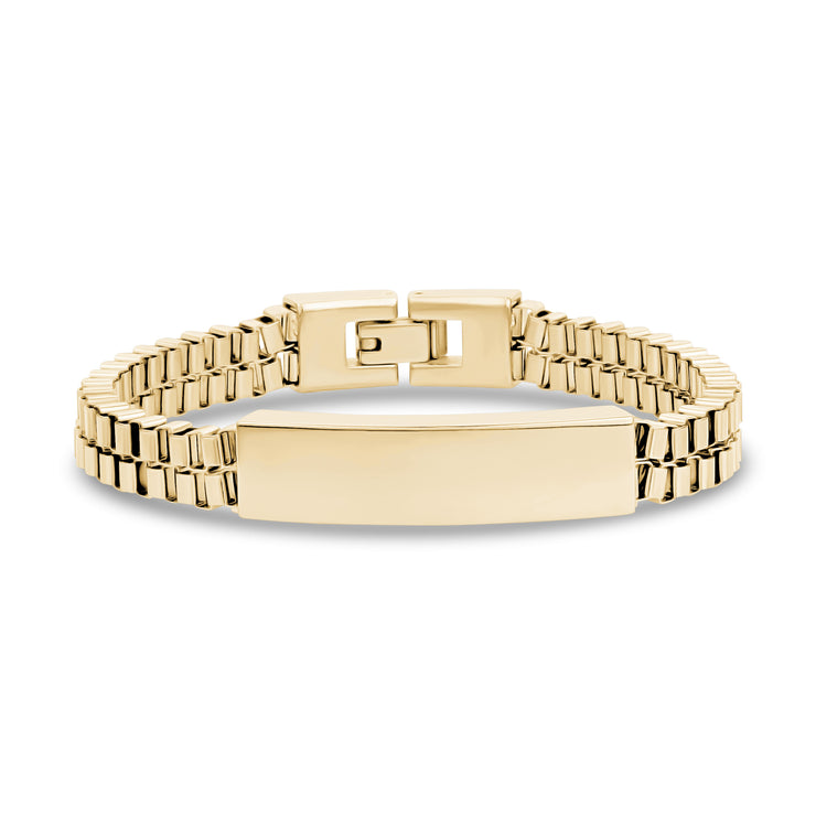 Double Row Box Link ID Armband - Heren Stalen Armbanden - Goud