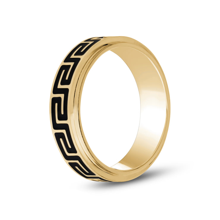 6mm Griekse Sleutel Gouden Graveerbare Band Ring
