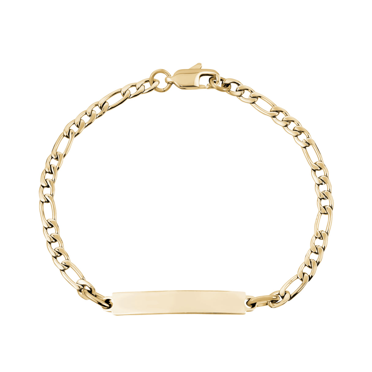 Dames 4mm Gouden Figaro Link graveerbare ID Armband