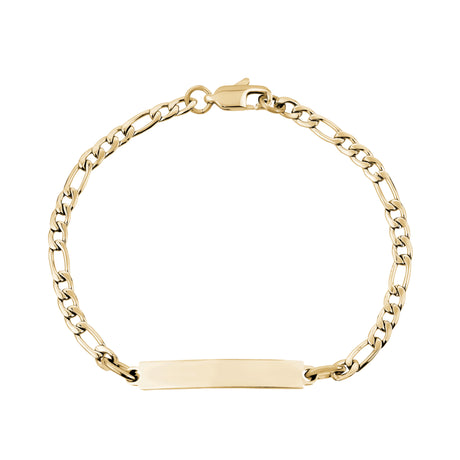 Dames 4mm Gouden Figaro Link graveerbare ID Armband