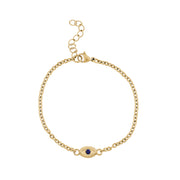 Minimale Gouden Armband van het Boze Oog voor Vrouwen met Blauwe C.Z Steen