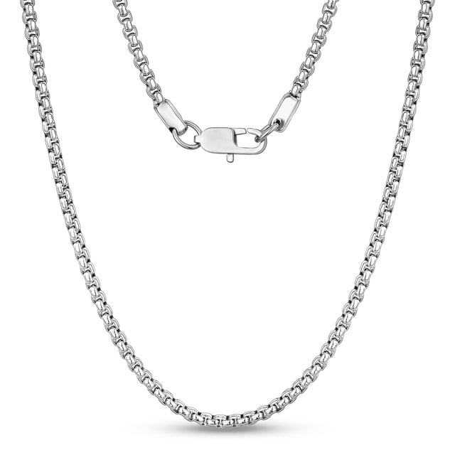 Mannen Ketting - 4mm Ronde Box Link Steel Chain Necklace