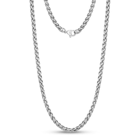 Mannen Ketting - 4mm Roestvrij Staal Ronde Franco Tarwe Ketting