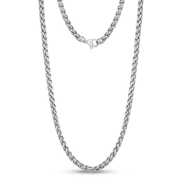 Mannen Ketting - 4mm Roestvrij Staal Ronde Franco Tarwe Ketting