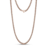 Mannen Ketting - 4mm Rose Gold Stainless Steel Round Franco Wheat Chain Necklace