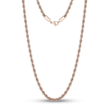 Mannen Ketting - 4mm Rose Gold Twist Rope Steel Chain Necklace