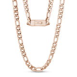 Mannen ketting - 9mm Rose Gold Figaro Link graveerbare ketting