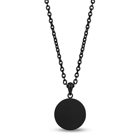 Mannen hanger - graveerbare zwarte medaillon urnen hanger voor as