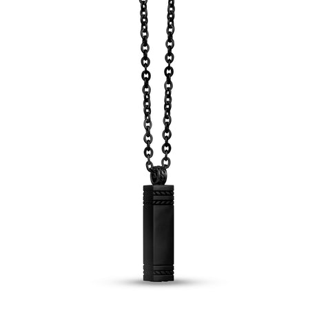 Mannen hanger - Rechthoekige staaf graveerbare zwarte crematie urnen hanger