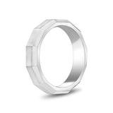 Mannen Ring - 5mm Gefacetteerd Mat Staal Graveerbare Band Ring