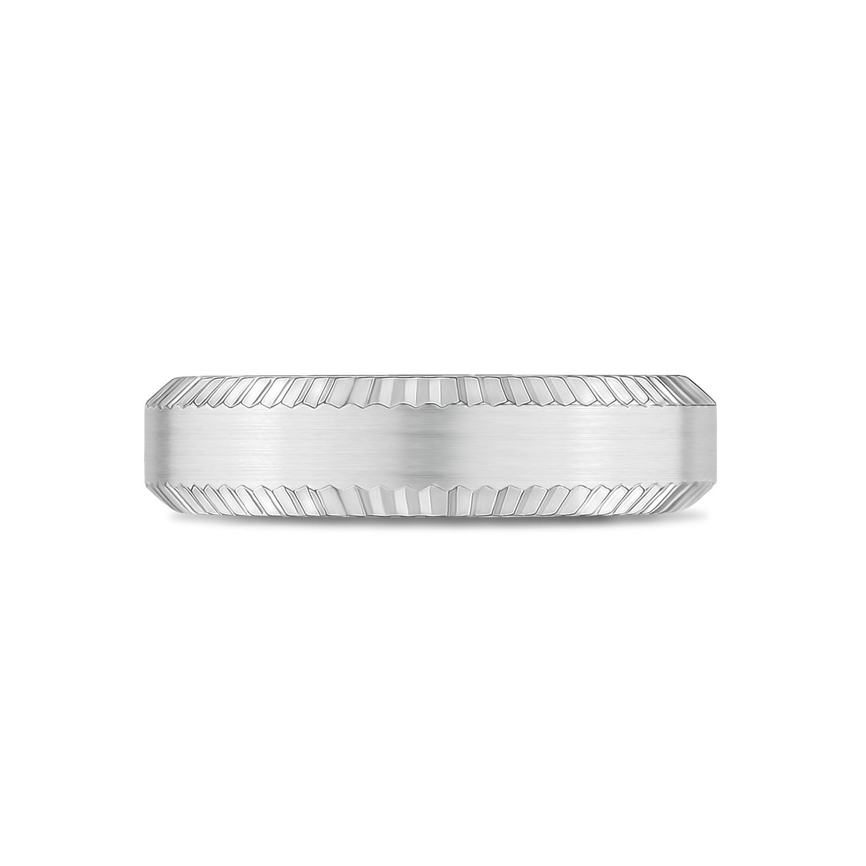 Mannen Ring - 6mm Beveled Edge Flat Steel Engravable Band Ring