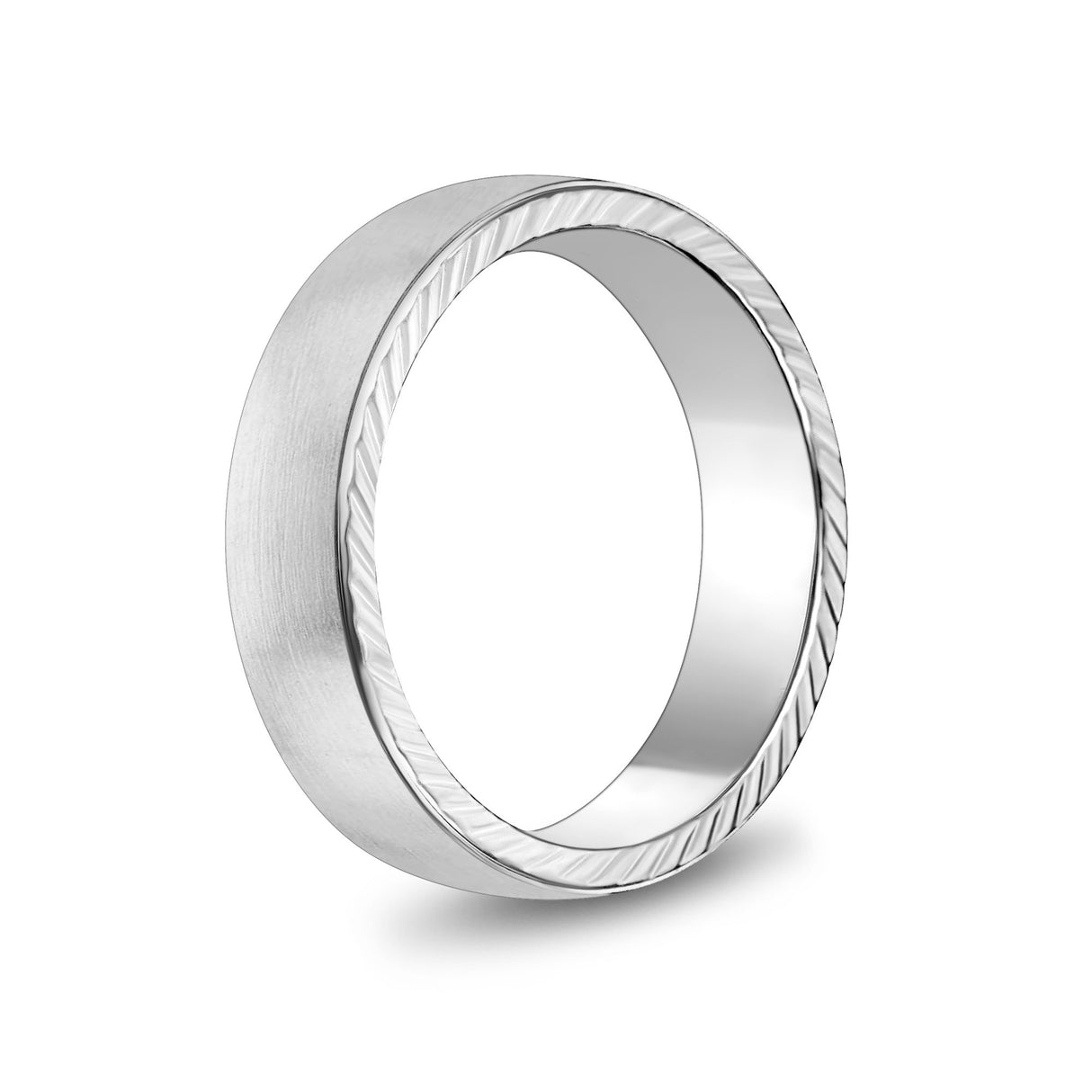 Mannen Ring - 6mm Matte Flat Stainless Steel Engravable Band Ring