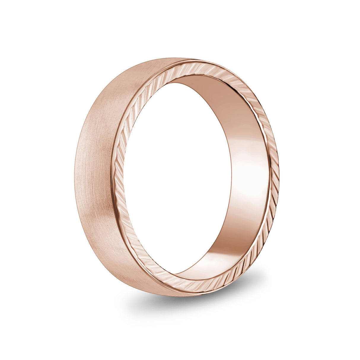 Mannen Ring - 6mm Matte Flat Rose Gold Stainless Steel Engravable Band Ring