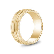 Mannen Ring - 8mm Vier Lined Matte Gold Steel Engravable Band Ring