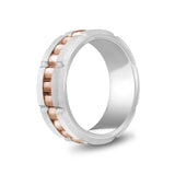 Mannen Ring - 8mm Link stijl graveerbare Rose Gold Steel Spinner Band Ring
