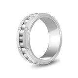 Mannen Ring - 8mm Link stijl graveerbaar staal Spinner Band Ring