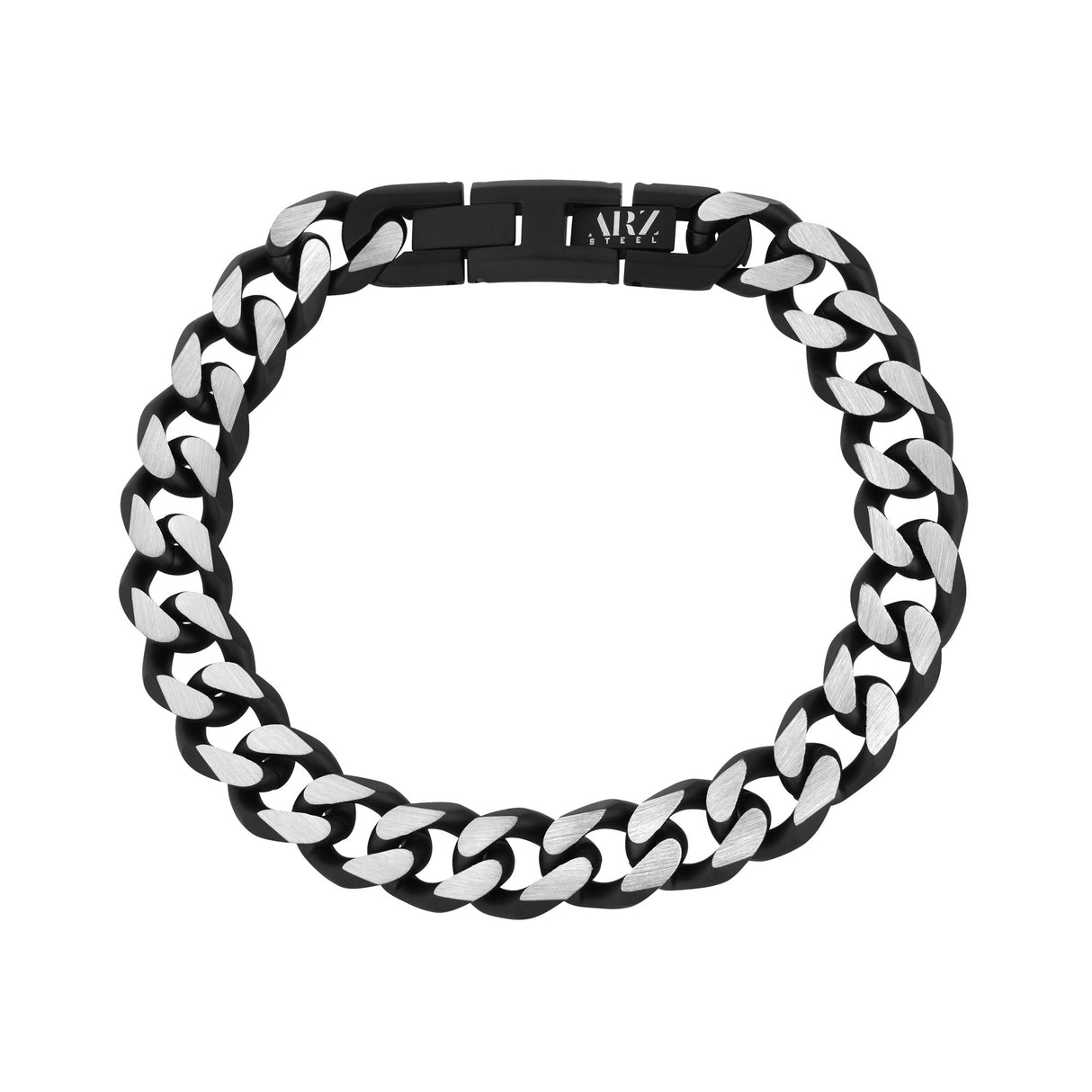 Heren Staal Armbanden - 11mm Zwart Tweekleurig Staal Cubaanse Schakel Armband