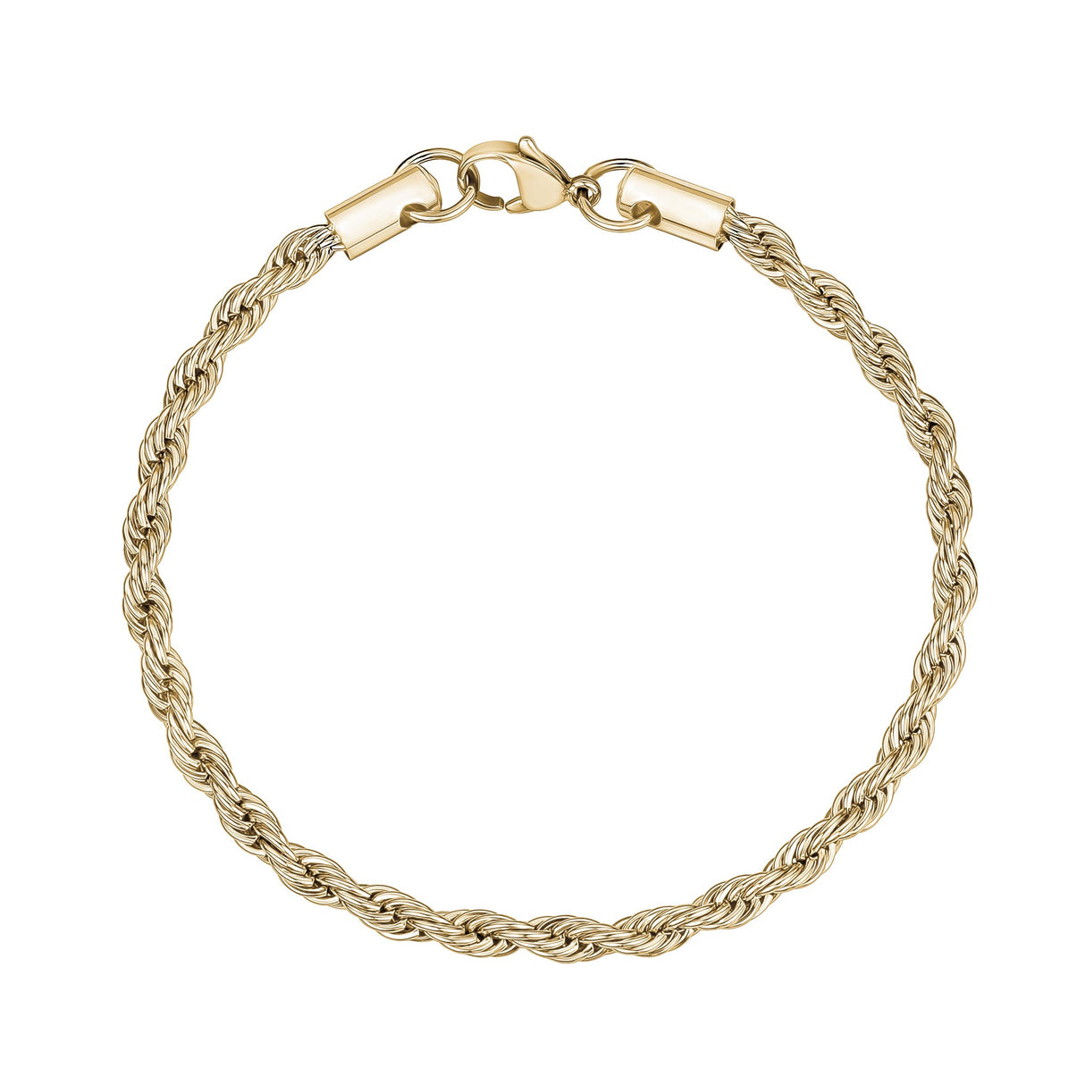 Heren stalen armbanden - 4mm Twisted Rope Gold Steel Chain Armband