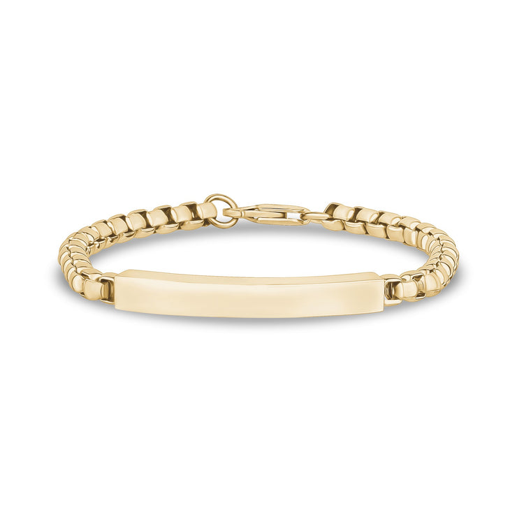 Heren stalen armbanden - 5mm ronde doos graveerbare gouden stalen ID armband