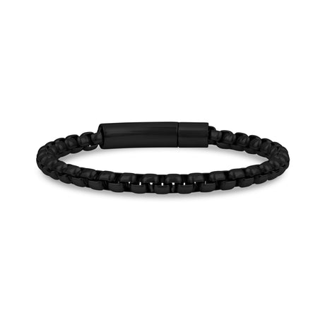 Heren Staal Armbanden - 5mm Zwarte Ronde Box Link Armband