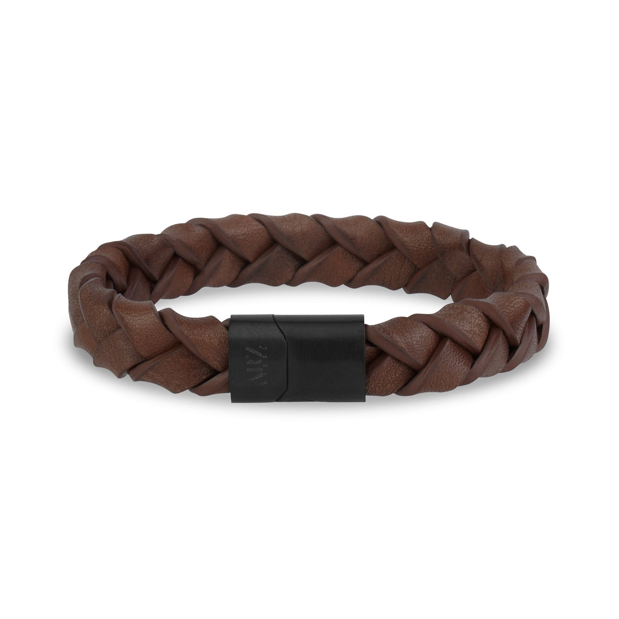 Heren Steel Leather Armbanden - 11mm Woven Brown Leather Steel Clasp Engravable Armband