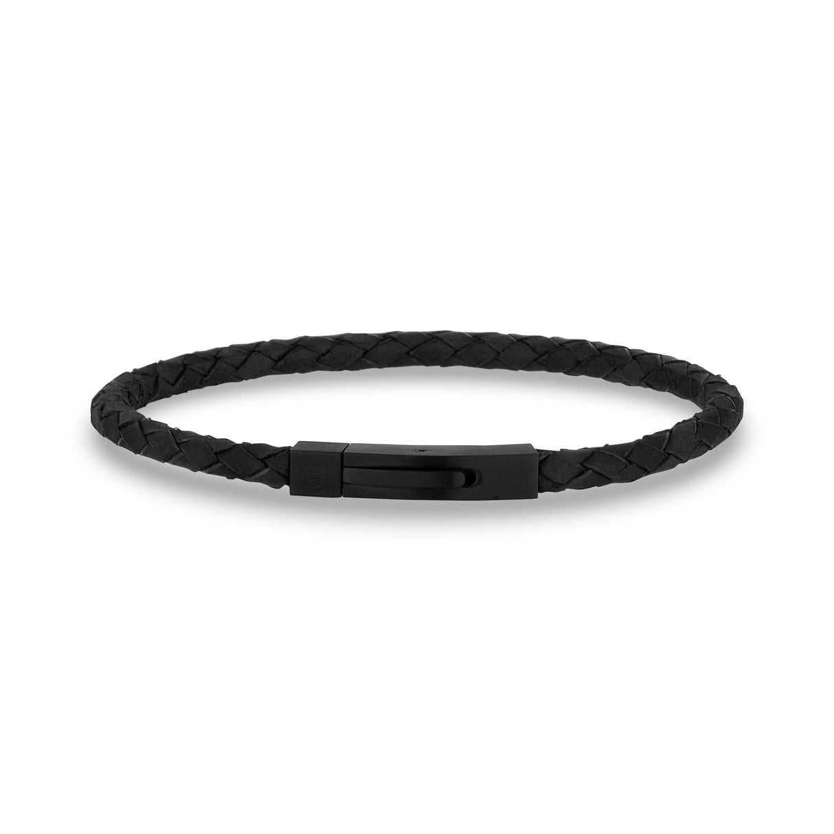 Heren Staal Leren Armbanden - 4mm Zwart Leer Graveerbare Armband