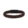 Heren Steel Leather Armbanden - 9mm Woven Brown Leather Steel Clasp Engravable Armband