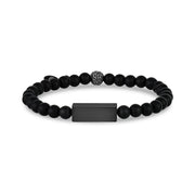 6mm matzwarte rechthoekige kralenarmband - Unisex kralenarmband - De Stalen Winkel