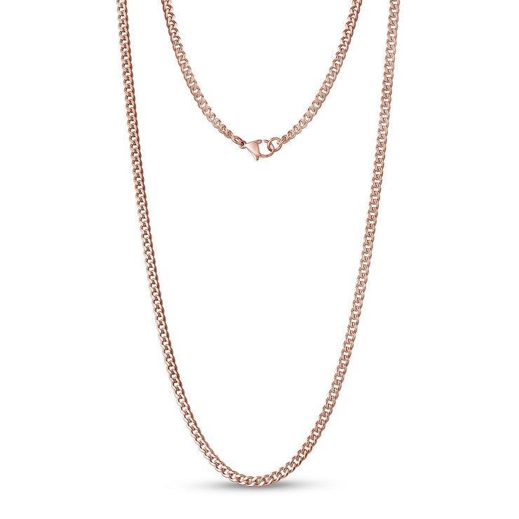 Unisex Kettingen - 3.5mm Rose Gold Stainless Steel Cuban Link Chain Necklace