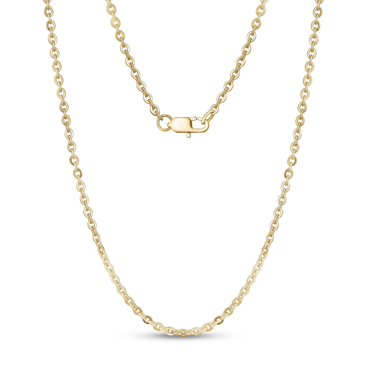 Unisex Kettingen - 3mm Flat Anchor Oval Link Gold Steel Chain Necklace