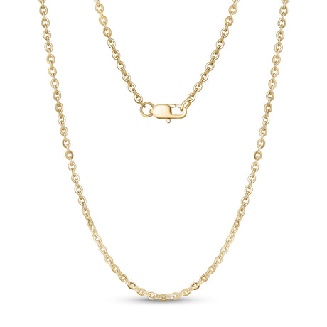 Unisex Kettingen - 3mm Flat Anchor Oval Link Gold Steel Chain Necklace