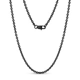Unisex Kettingen - 3mm Flat Anchor Oval Link Black Steel Chain Necklace