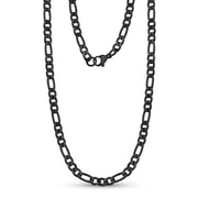 Unisex Kettingen - 5mm Zwart Roestvrij Staal Figaro Schakelketting Ketting
