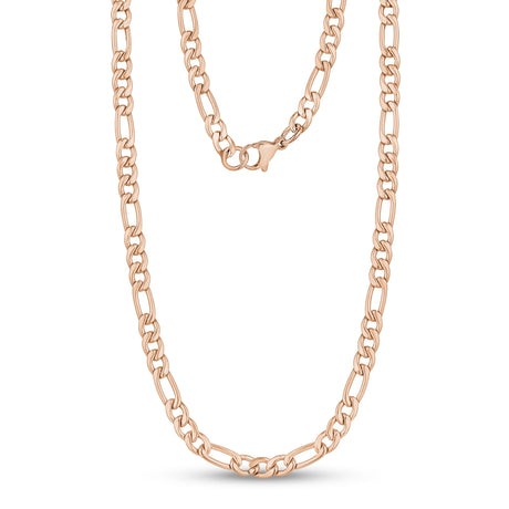 Unisex Kettingen - 5mm Rose Gold Stainless Steel Figaro Link Chain Necklace