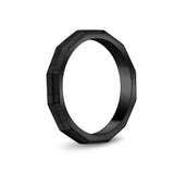 Unisex Ring - 3mm Gefacetteerd Mat Zwart Staal Unisex Graveerbare Band Ring