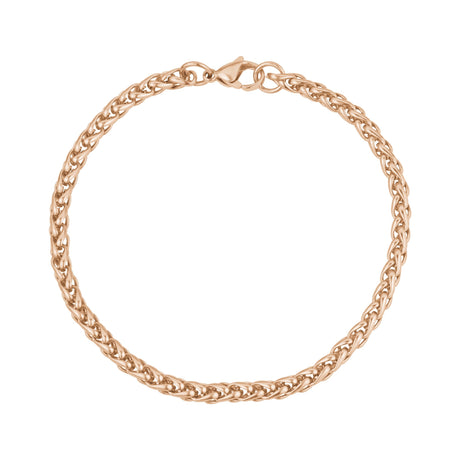 Unisex stalen armband - 4mm Rose Gold Wheat Chain armband