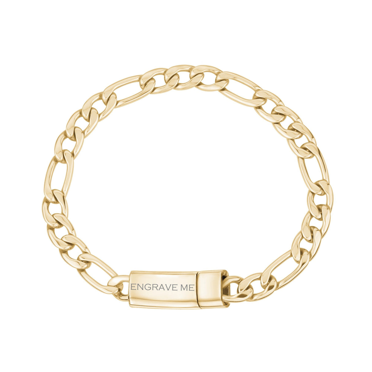 Unisex stalen armband - 7mm gouden Figaro link graveerbare armband
