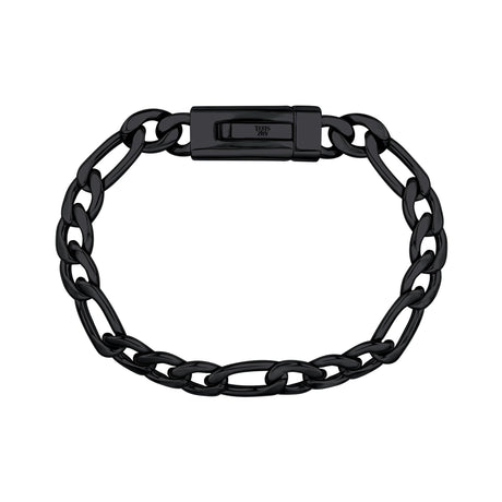 Unisex stalen armband - 9mm Zwarte Figaro Link graveerbare armband