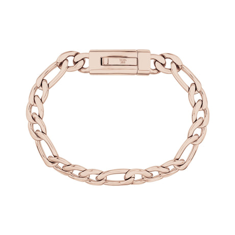 Unisex stalen armband - 9mm Rose Gold Figaro Link graveerbare armband