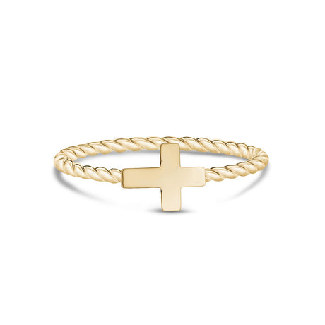 Vrouwen Ring - Minimal Gold Steel Twisted Band Stackable Cross Ring